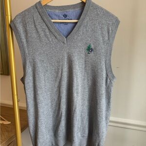 Gray Sleeveless V-Neck Sweater Vest Essex Fells Country Club